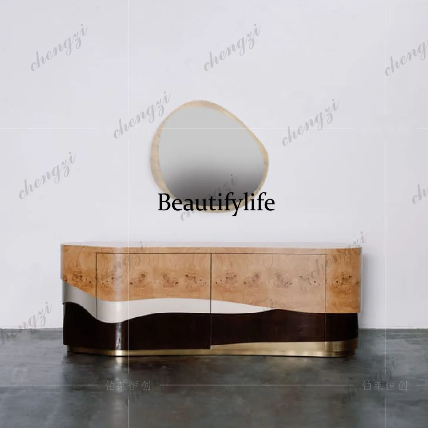 Italian floor-to-ceiling TV cabinet mansion living room home modern light luxury high-end feeling against the wall