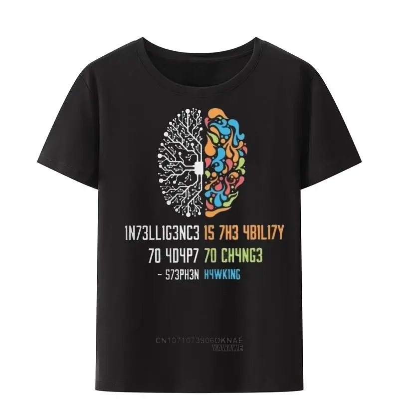 Retro Science Slogan T Shirt Intelligence Male TShirt Intelligence Is The Ability To Adapt To Change Vintage Science Slogan Tee