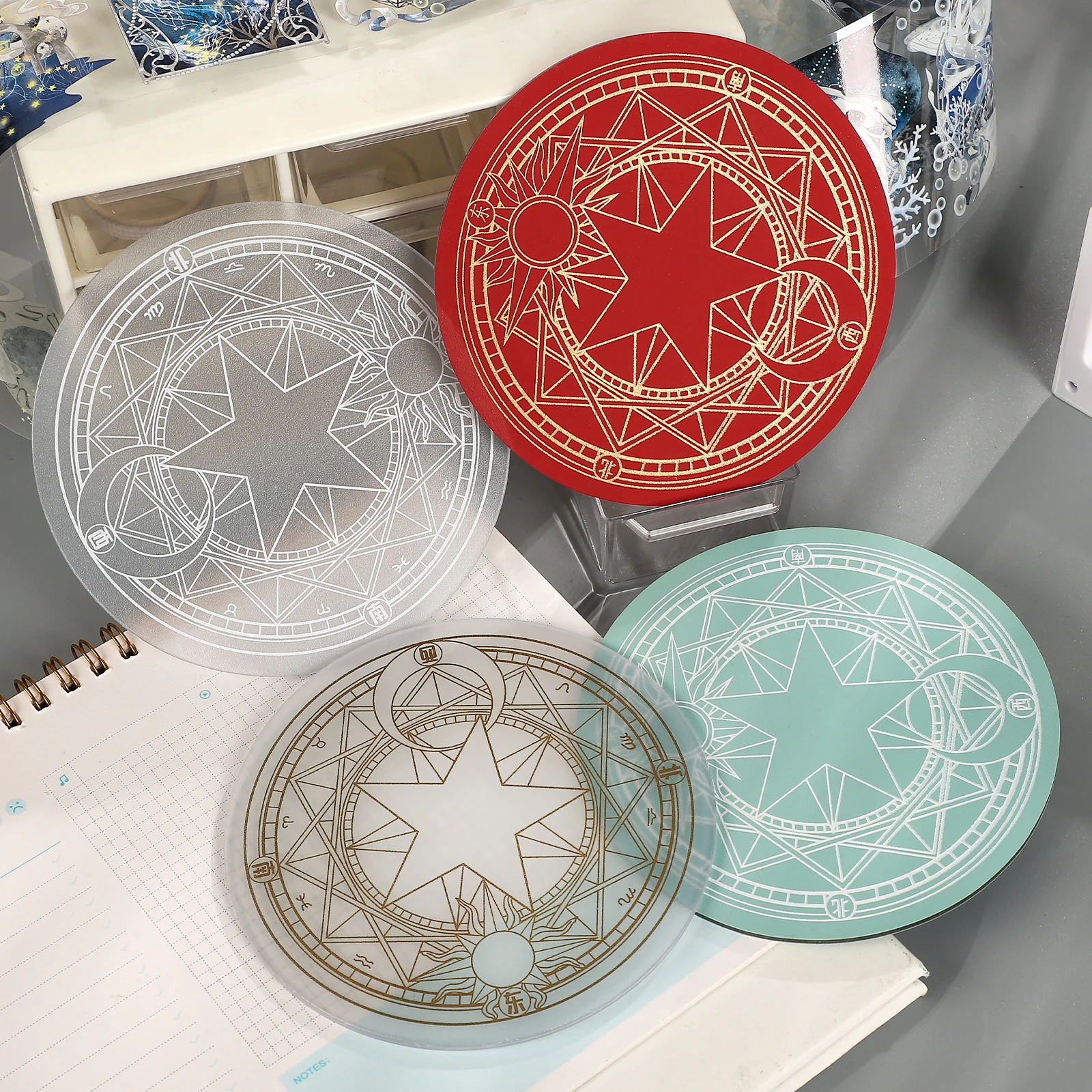 JIANWU Circular Magic Circle Pattern Backing Plate Cutting Board Cutting Mats Creative DIY Journal Student Supplies Stationery