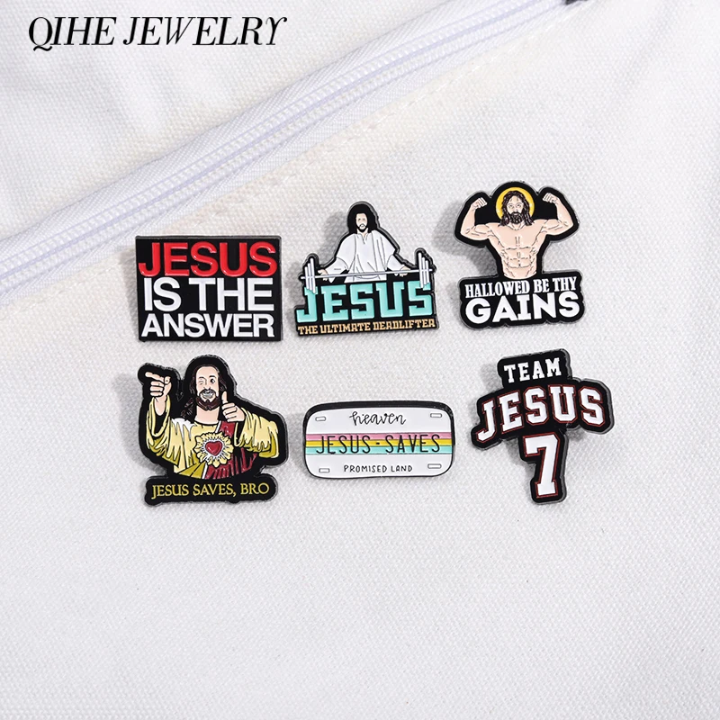 Jesus Is The Answer Enamel Pins Custom Jesus Collection Metal Brooches Coat Lapel Badge Jewelry Accessories for Believer Friends