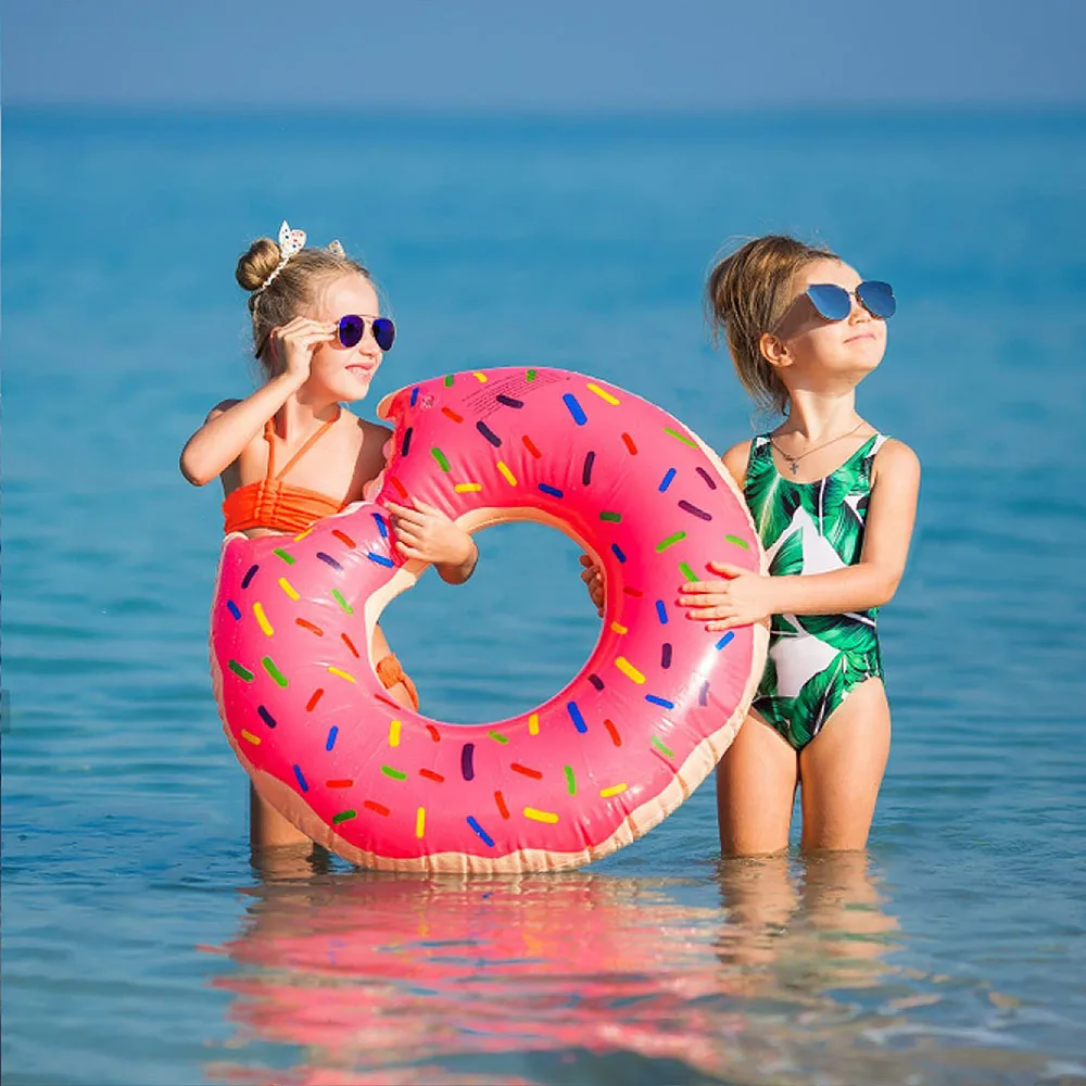 Anel de natação inflável Donut, flutuador de piscina gigante, brinquedo círculo, praia, festa do mar, água do colchão, adulto, criança