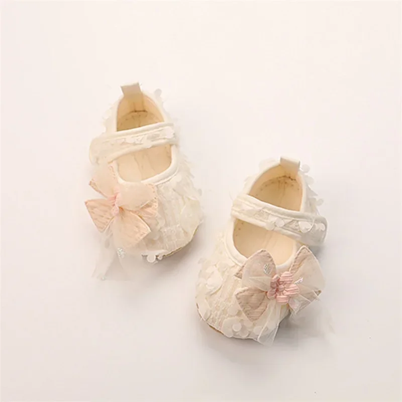 SUNSIOM 0-12 Months Baby Girl Bow Flats Shoes Infant Petal Walker Crib Shoes for Party Festival Baby Shower