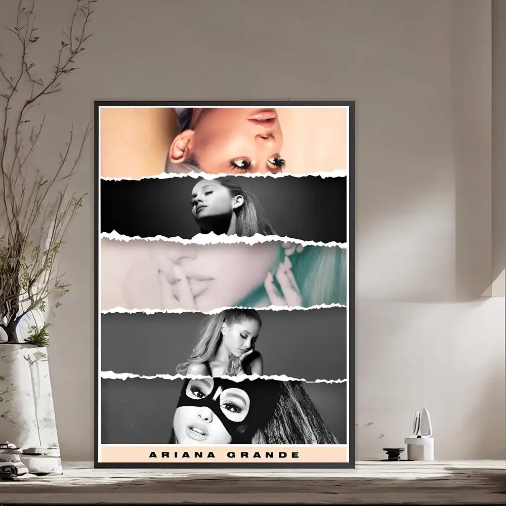 Music Art Poster Ariana Grande Whitepaper Poster Waterproof Paper Sticker Coffee House Bar Aesthetic Art Wall Painting