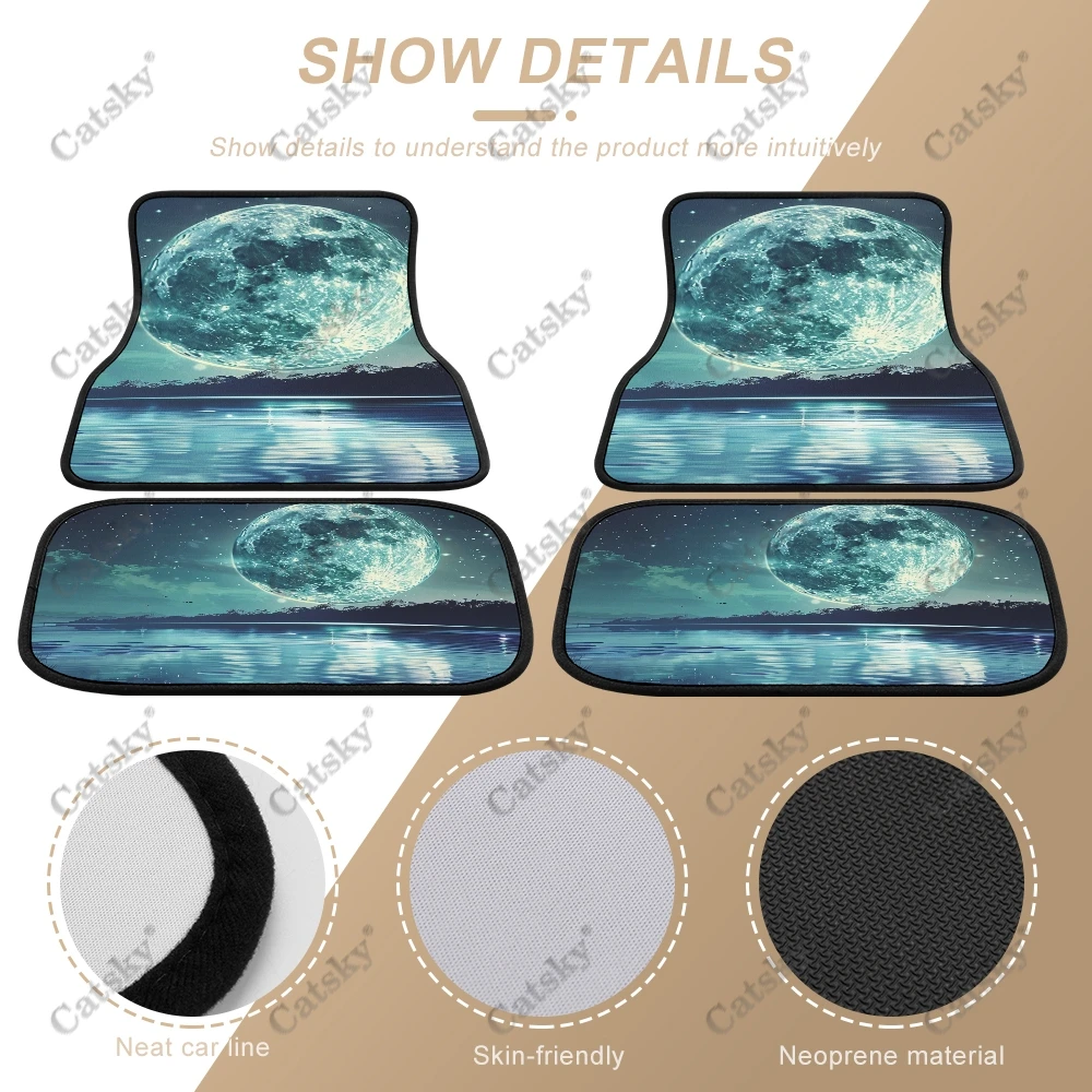 Fantasy Full Moon Car Auto Floor Mats Carpet, 4PCS Customized Cars Mat All Weather Automotive Vehicle Pad Stylish