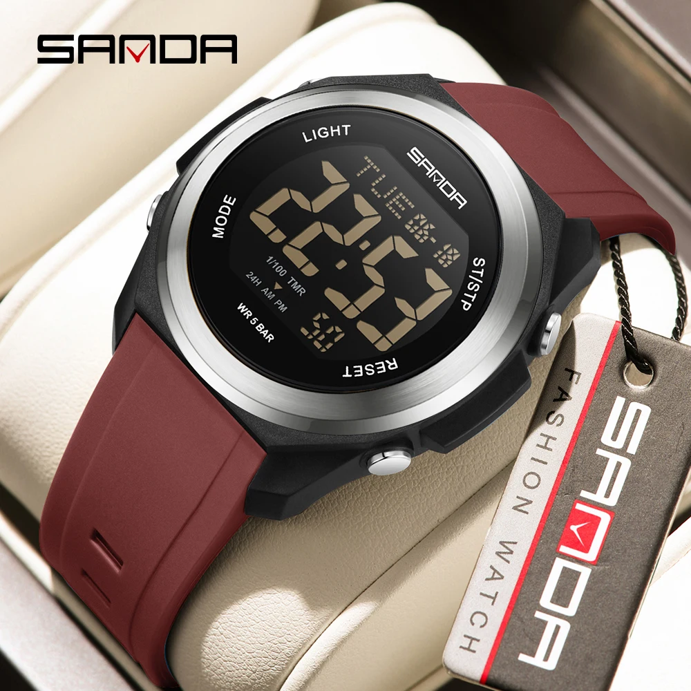 

SANDA 2026 Fashion New Men's Digital Electronic Watch Multi functional Waterproof Alarm Clock Color Light Student Watch 2199