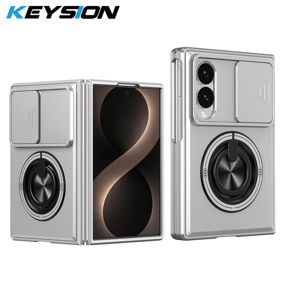 KEYSION Magnetic Phone Case for Samsung Galaxy Z Fold 8 Ultra 7 6 5 4 Slide Camera Protection 360° Ring Stand Shockproof Cover