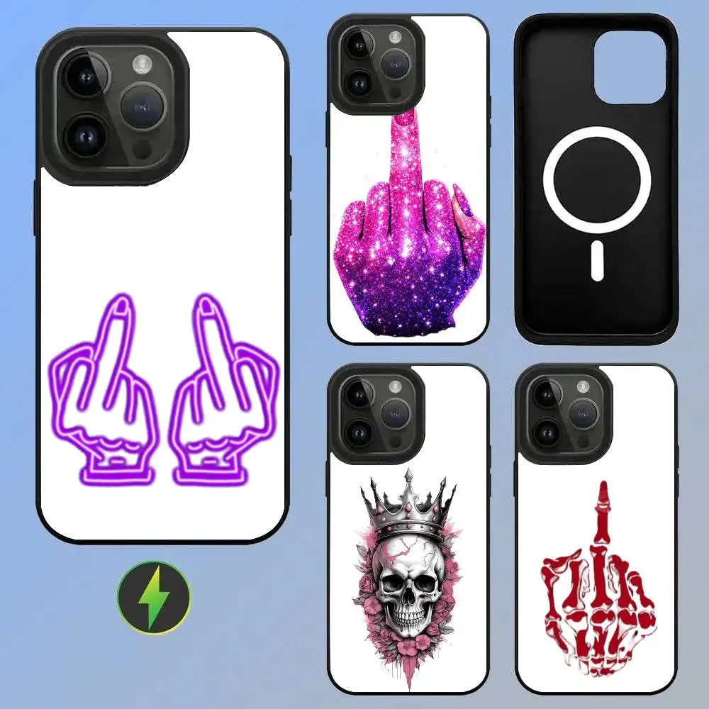 

Rude Middle Finger Luxury Glass-textured Printed Phone Case For IPhone 11/12/13/14/15/16/17 Plus, Pro, Pro Max & Air