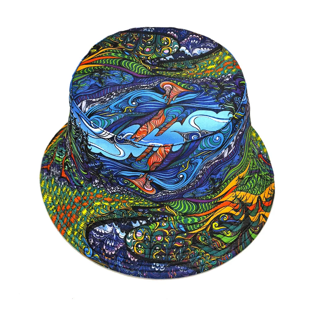 Retro Graffiti Print Hip Hop Street Bucket Hat for Women Men Decorate Fisherman Hat Summer Travel Beach Outdoor Sunscreen Panama view 5