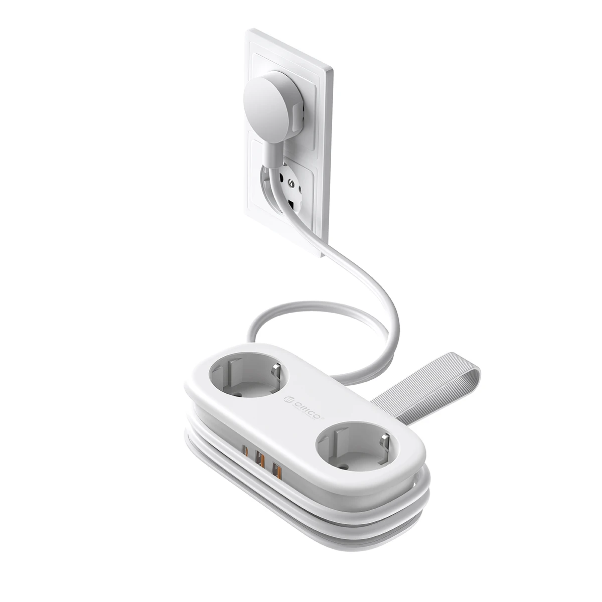 Przedłużacz z gniazdami ORICO, listwa zasilająca PD 20W, 2 gniazda AC, 2 USB, 1 USB-C z szybkim ładowaniem, kompaktowa, przenośna, do domu i podróży, wtyczka EU. — zdjęcie produktu 7