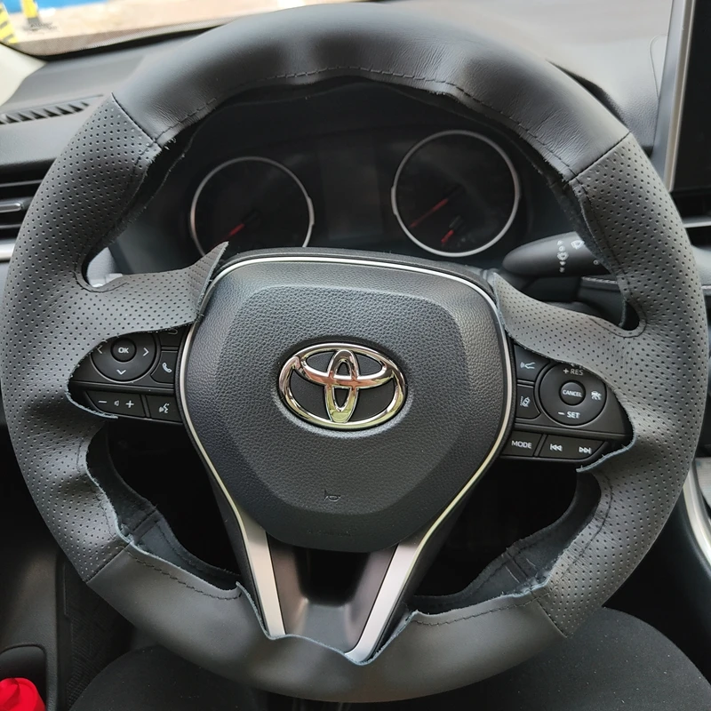 Do Toyota Rav4 Wildlander RAV4 LE AWD GTQ6440 Czarny pokrowiec na kierownicę ze sztucznej skóry ręcznie szyty Akcesoria samochodowe