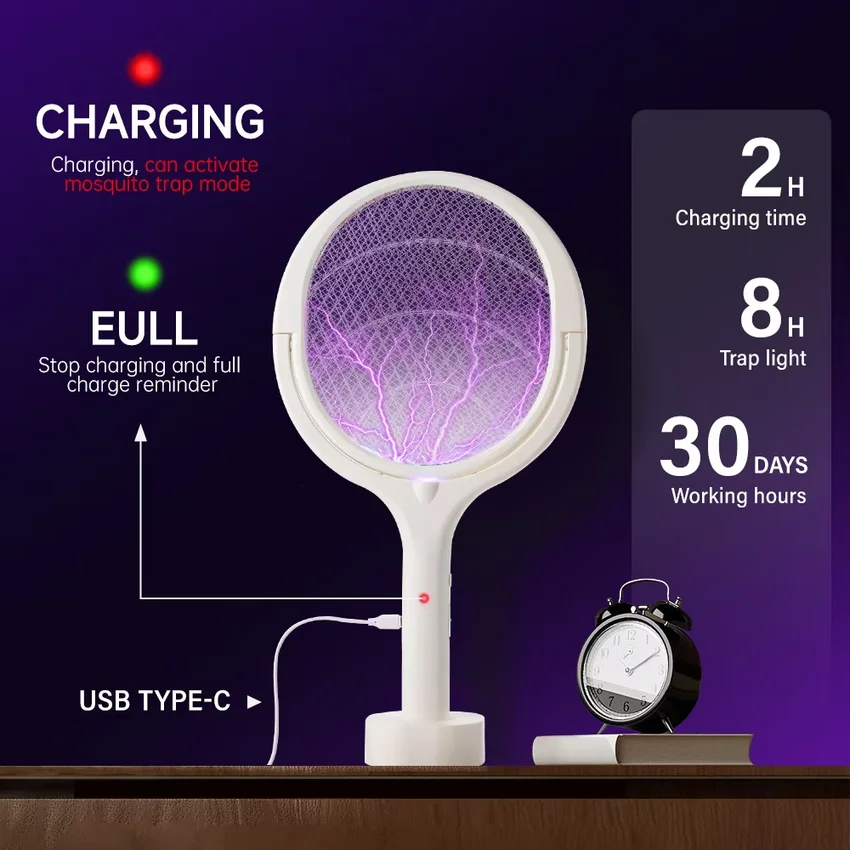 5in1 Mosquito Killer Lamp Multicunctional Angle Adjustable Bug Zapper Electric USB Rechargeable Mosquito Fly Bat Swatter