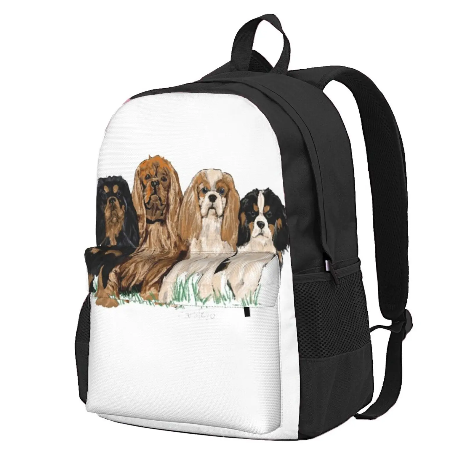 Four Cavaliers Hot Sale Schoolbag Backpack Fashion Bags Cavalier Kcc King Charles Spaniel Spaniels Dog Lovers Pets Dogs Puppy