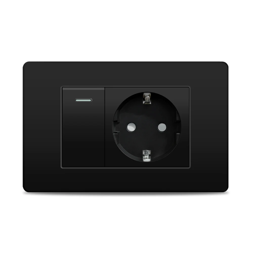 EU Korea Standard Electrical Outlet 220V Wall Light Power Switch,with USB Type-C 20W Smart Fast Charging Socket PC Panel TV TEL