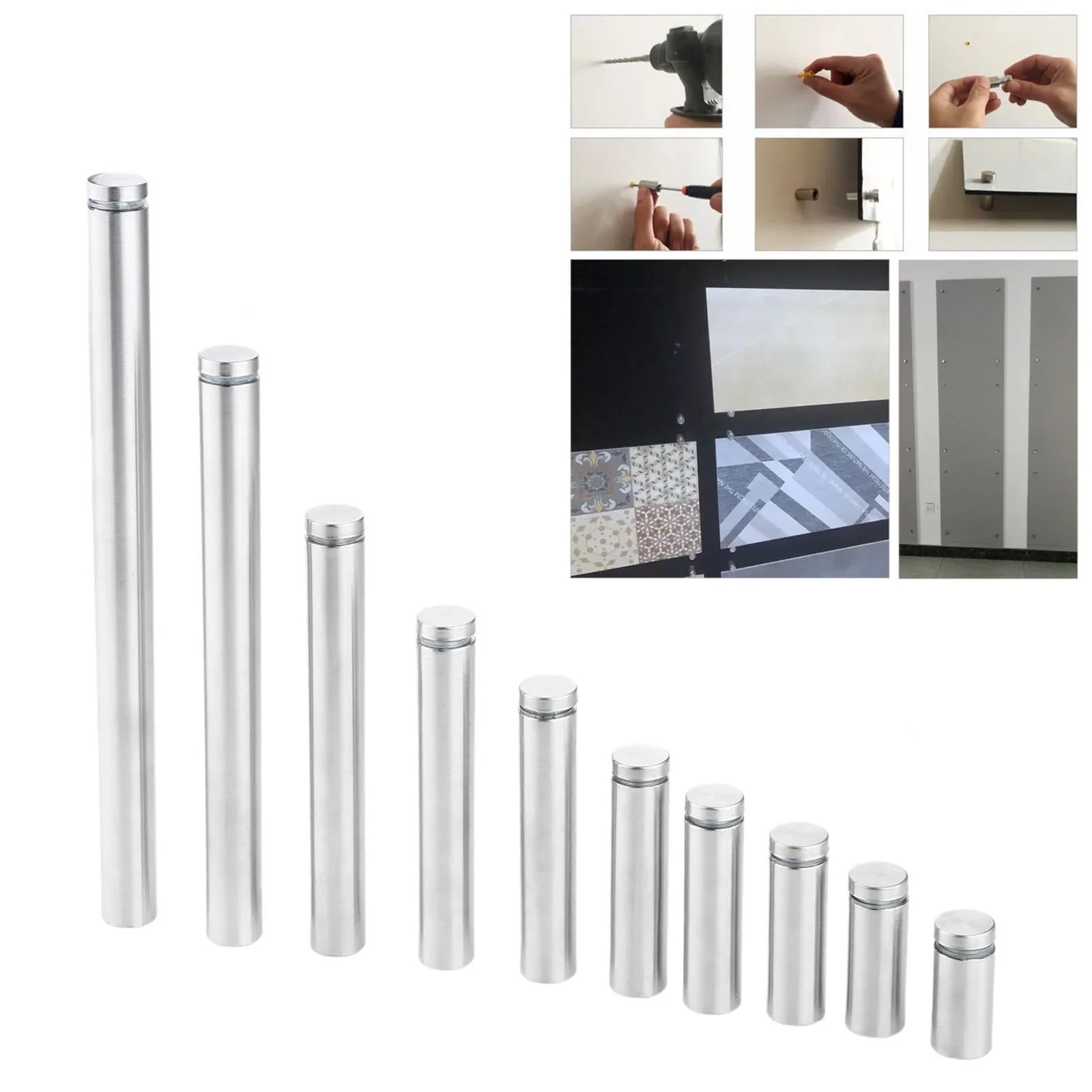 10 unids/lote 19mm soportes de publicidad de acero inoxidable pernos Pin Nails cartelera tornillos de fijación herrajes abrazade