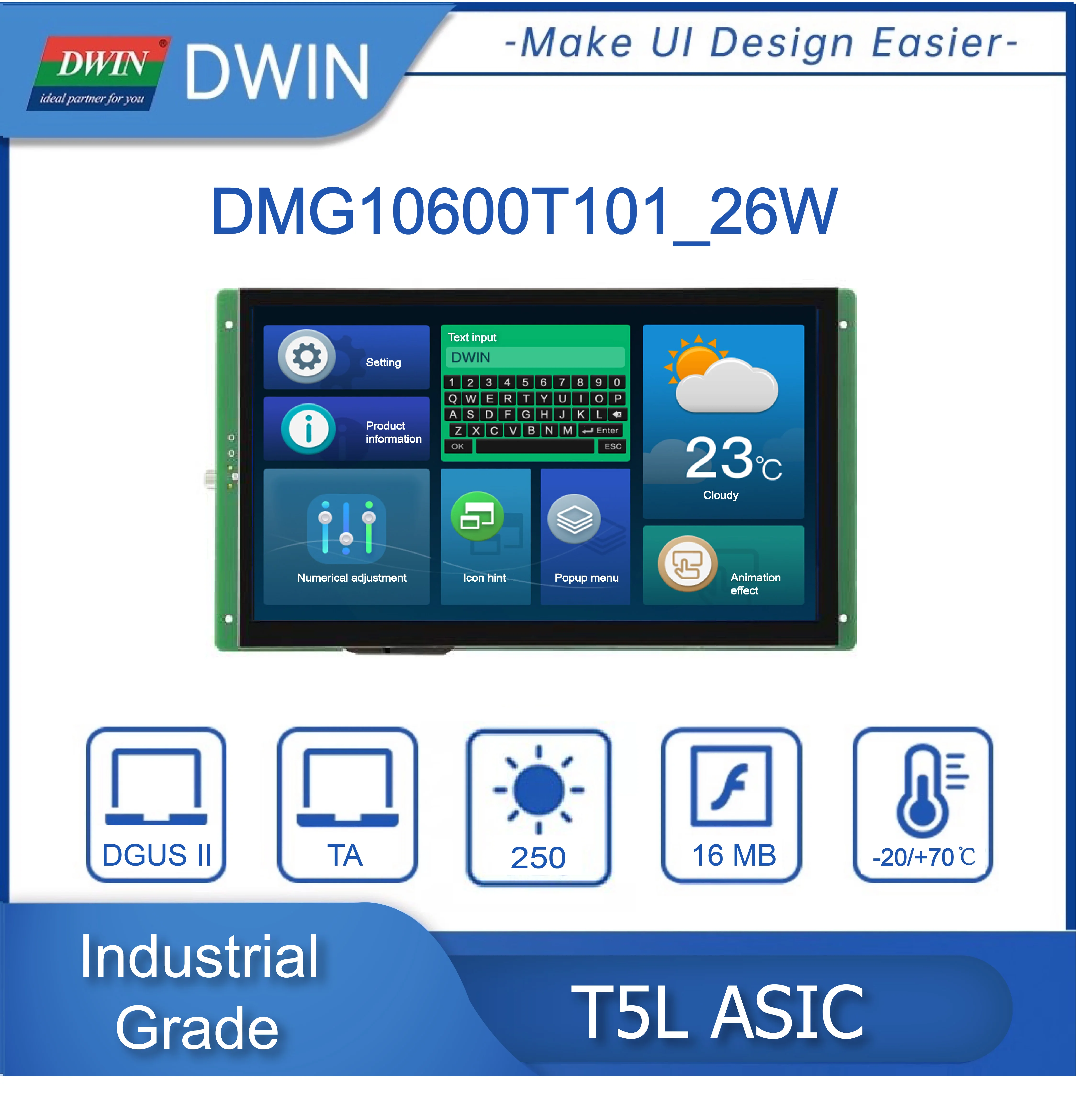 Dwin 4.3/7.0/10.1 Inci Kamera FSK HMI Panel Pintar UNTUK Arduino/ESP32/STM32, Layar IPS, Komersial/Kelas Industri