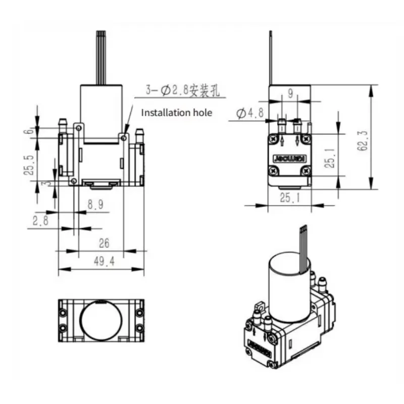 KLVP2.8 12V 24V Micro Brushless Vacuum air Pump for Gas Monitoring