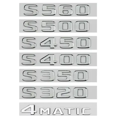 새로운 플랫 실버 3D ABS 엠블럼 배지 자동차 바디 후면 트렁크 편지 스티커 S320 S350 S400 S450 S500 S560 4MATIC For Mercedes Benz