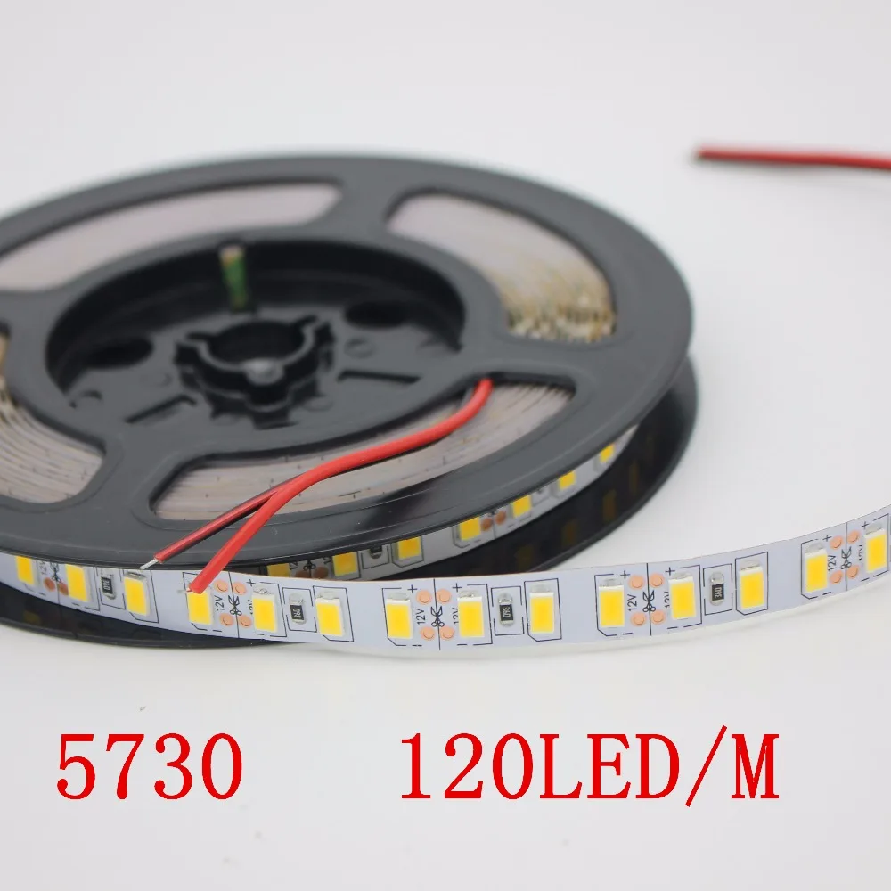 120leds/m 1m/2m/3m/4m/5m tira conduzida smd 5730 luz conduzida flexível da fita smd 5630 branco não impermeável/branco morno dc12v