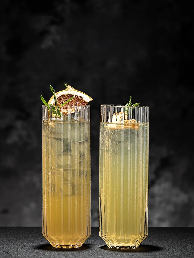 Crystal Glass Striped Creative Cocktail Glass Collins Juice Slightly Tipsy Mxing Special Drink Glass Water Cup