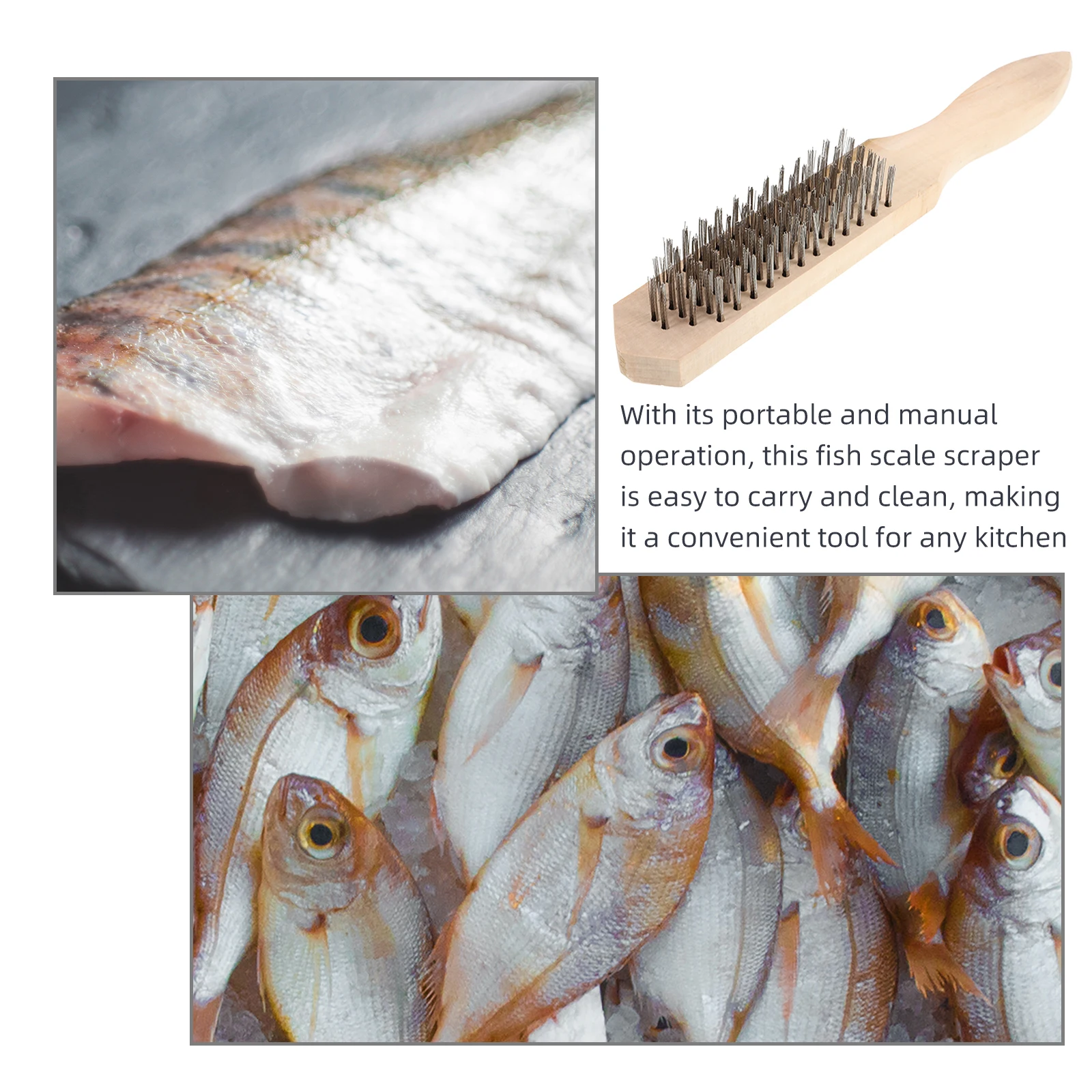 

Stainless Steel Wire Fish Scale Scraper Reusable Manual Cleaning Tool Kitchen Portable Non Slip Handle Metal Wire Small