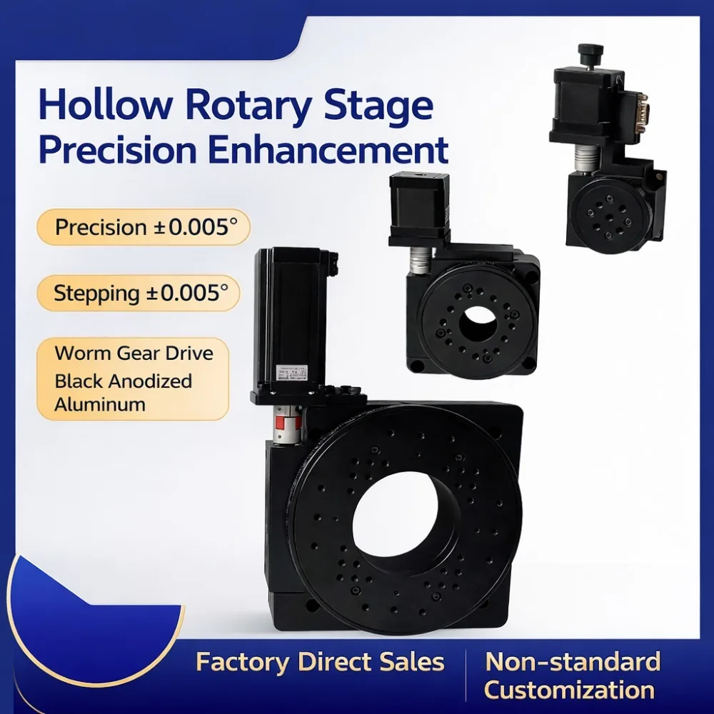 Precision Hollow Rotary Table 60/100/200mm Indexing Turntable Linear Motion Stage CNC Positioning Platform