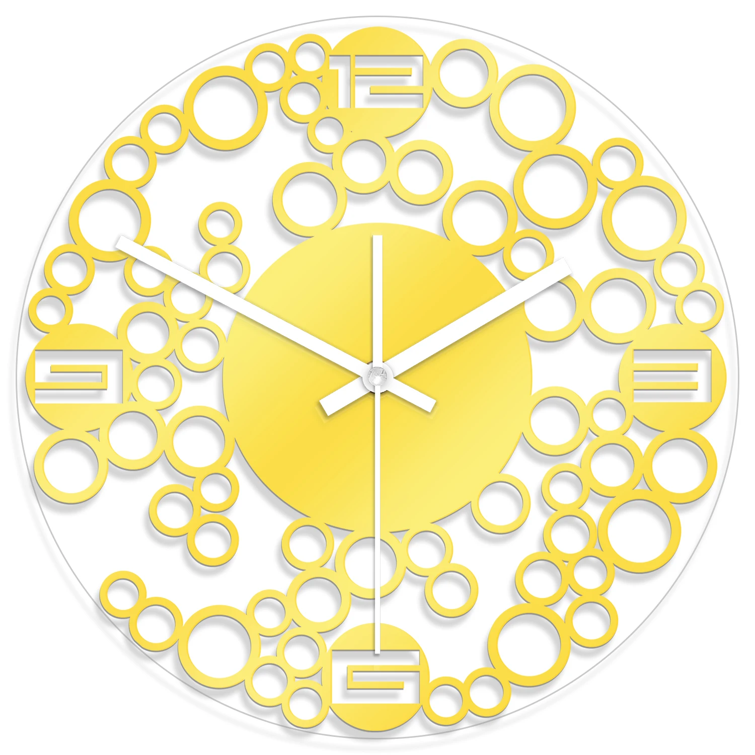 Bubbles Contemporary Silent Non Ticking Wall Clock For Bedroom Home Decor Watch Modern Design Acrylic Mirror Effect Wall Clock