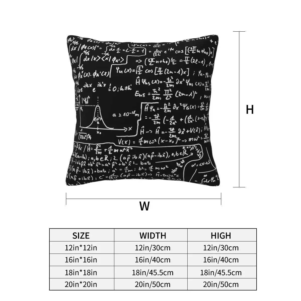 Quantum Physics Formula Square Pillowcase Cushion Cover Pillow Case Throw Pillow Cover for Home Bedroom Car