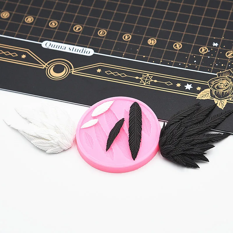 ريشة قالب من السيليكون خفيفة الطين DIY أجنحة الملاك/الشيطان فندان كعكة الديكور الفخار الحرف النمذجة بوليمر كلاي أداة