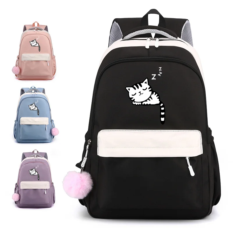 Mochila divertida y bonita de gato Harajuku para adolescentes, nueva mochila escolar de alta calidad, mochilas escolares de gran capacidad con cremallera, mochilas bonitas