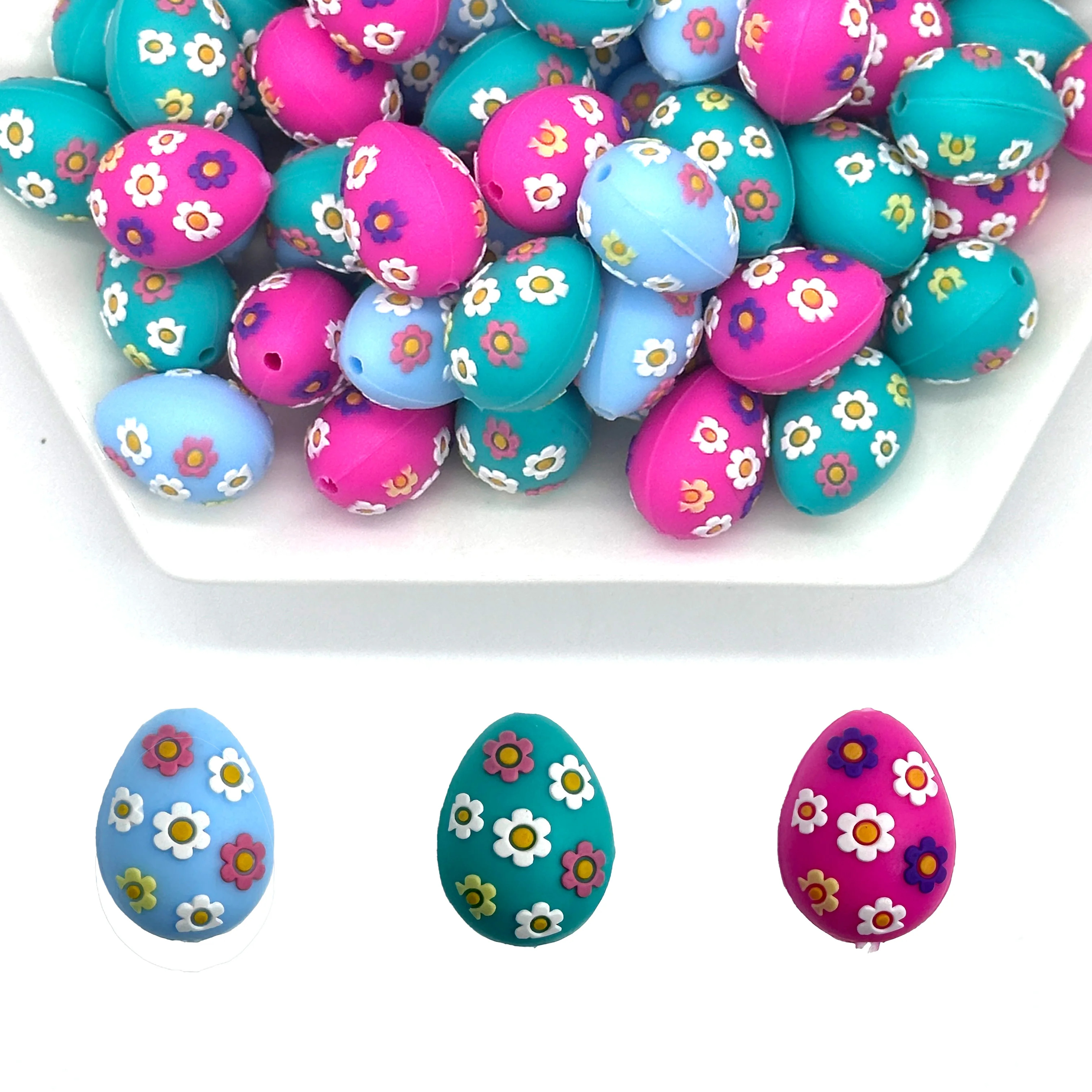 5/10PCS 3D Easter Series Silicone Focal Beads DIY Necklaces Jewelry Plastic Pen Beads Key Chain Car Decoration Chains Bag Chains