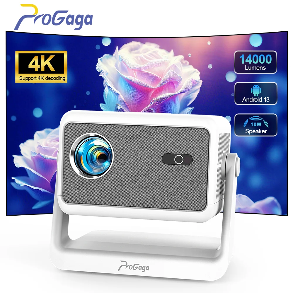 PROGAGA PG370 MAX – projektor Full HD 1080P, obsługujący rozdzielczość 4K, z funkcją WiFi i systemem Android, idealny do oglądania filmów, jako smart TV, do kina domowego, przenośny projektor wideo,