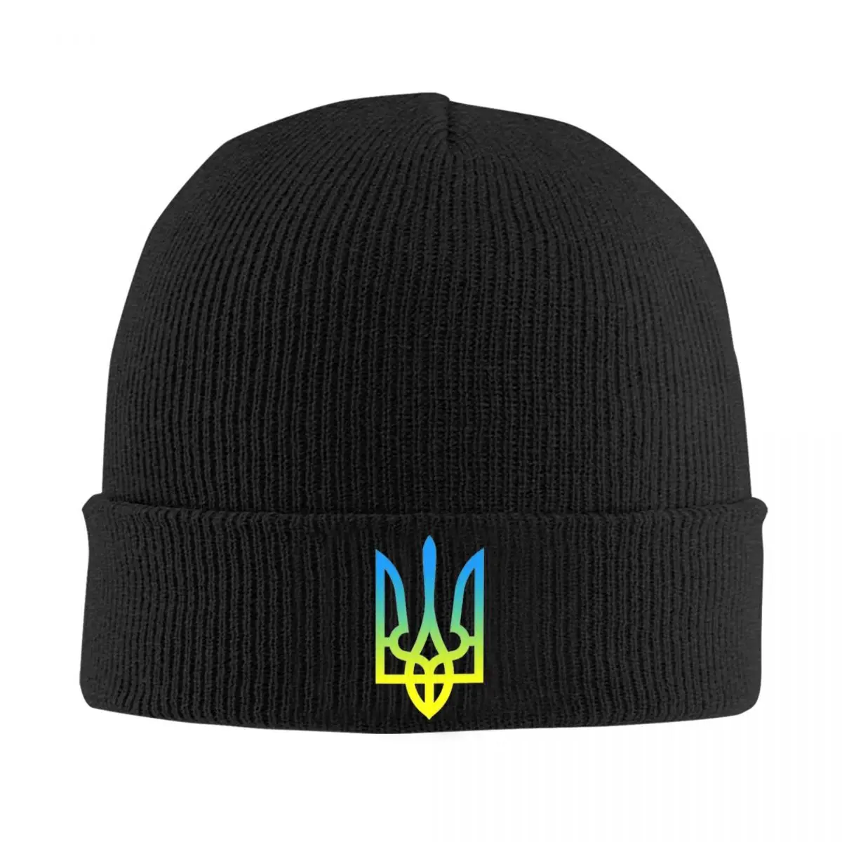 Ukraine Flag Beanie Hats Zelensky Trident Ukrainian President Zelenskyy Caps Unisex Skullies Beanies Winter Elastic Beanie Hats