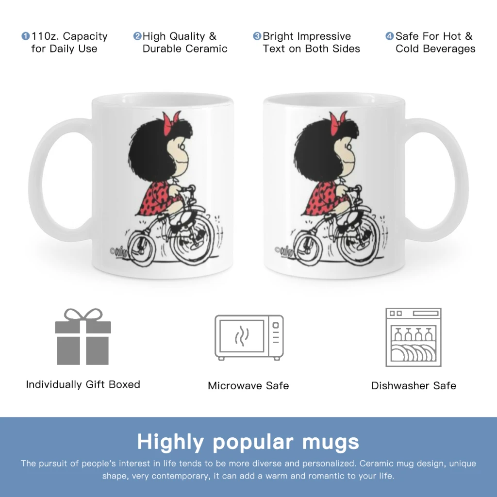 

Mafalda Cartoon Free shipping Coffee Cups Ceramic cups creative cups and cute mugs Personalized Gift Cup For Tea