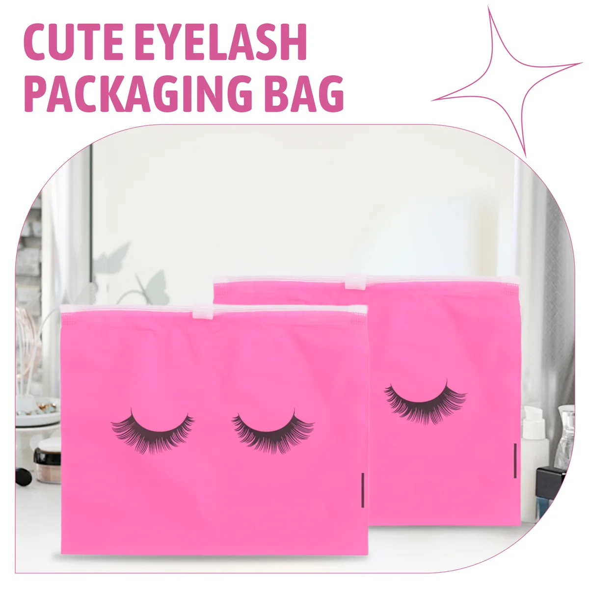 ABQR 50 قطعة من حقائب العناية اللاحقة بالرموش، حقائب مكياج بلاستيكية، حقيبة مكياج لأدوات الزينة، حقيبة مستحضرات التجميل للسفر مع سحاب M