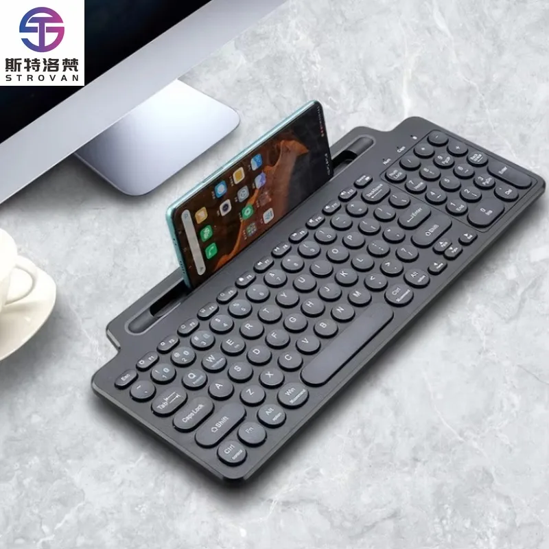 Full-size Foldable 2.4G BT Wireless Keyboard With Card Slot Bracket No Touchpad