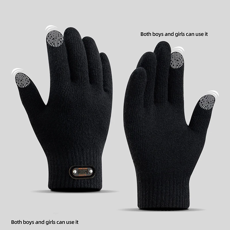 

Зимние перчатки для мужчин с сенсорным экраном, велосипедные ветрозащитные вязаные толстые флисовые офисные студенческие теплые эластичные мягкие перчатки для деловых игр
