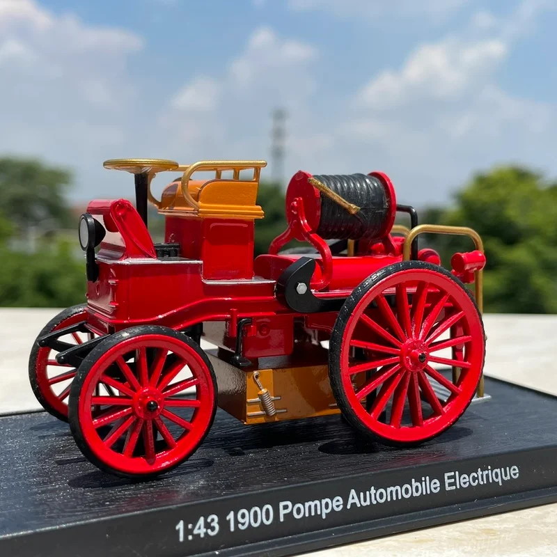 Alloy Car Model for Kids, Diecast Scale 1:43 Veículos, Pompe Automóvel Elétrico Vintage, Antique Fire Truck, Coleção Presente, 9cm