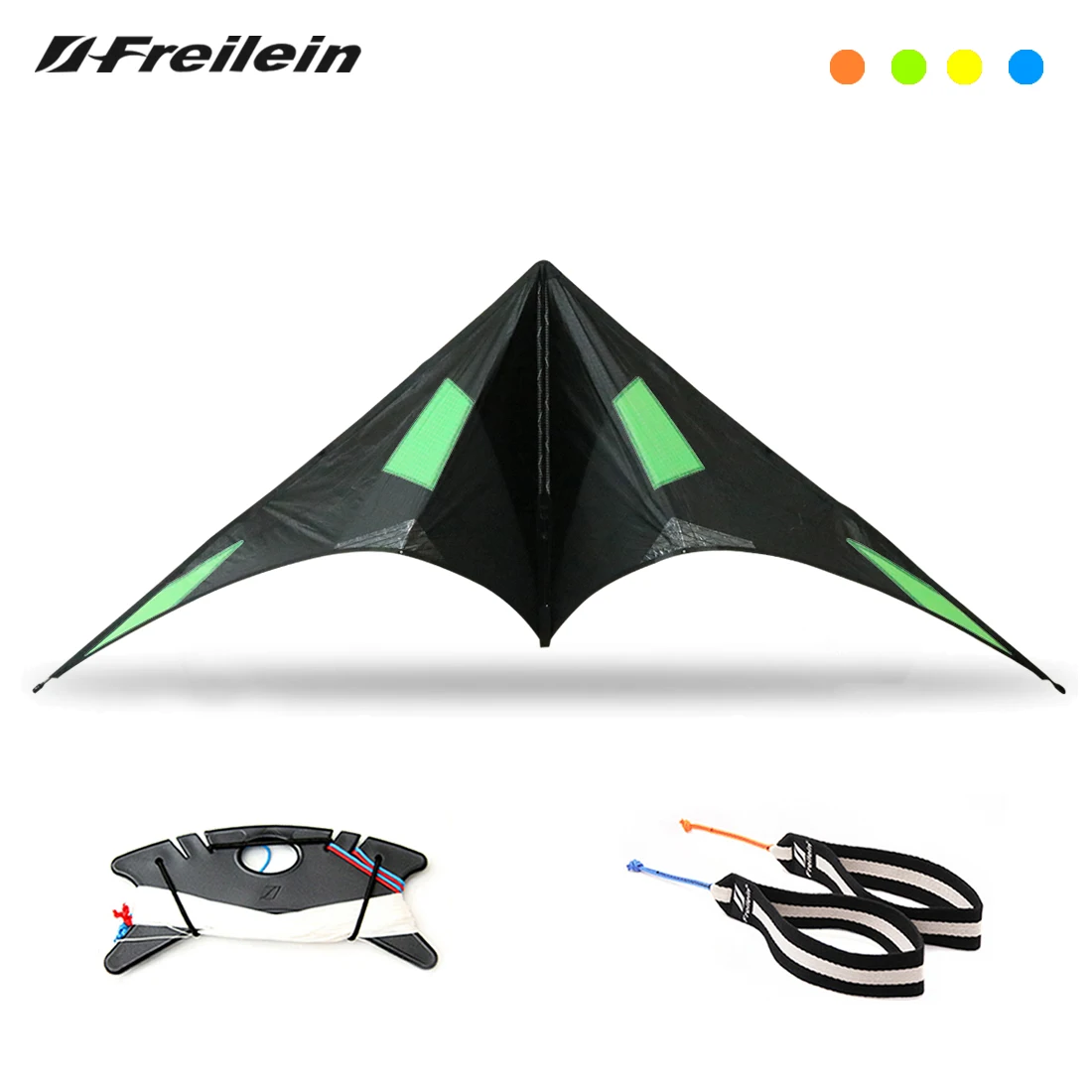 

Freilein 2.34m 2 Line Acrobatic Kite Professional Stunt Kite Blackjazz Ⅲ Beach Wrist Strap + 2 x 30m x 150lb Spectra Lines + Bag