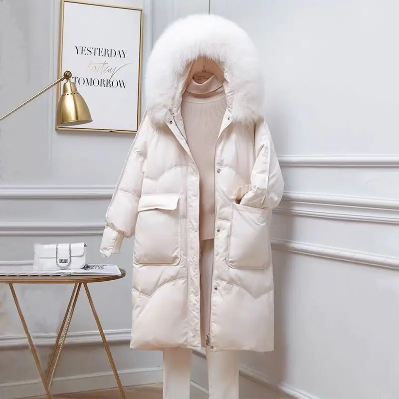 Jaqueta de inverno para mulheres, Parkas populares, estilo médio outwear, gola em pé, sobretudo sem pele, casaco feminino, 2023