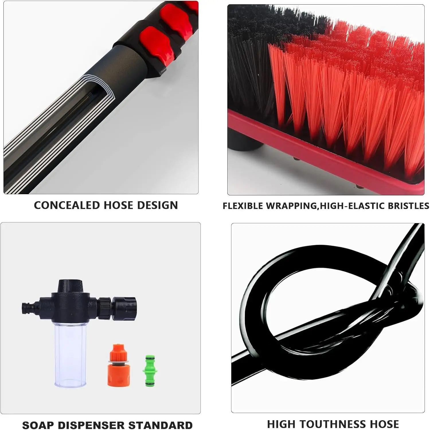 Cleaning Water Fed Pole Brush Kit with Soap Dispenser Telescopic Extendable Solar Panel Washing Tool