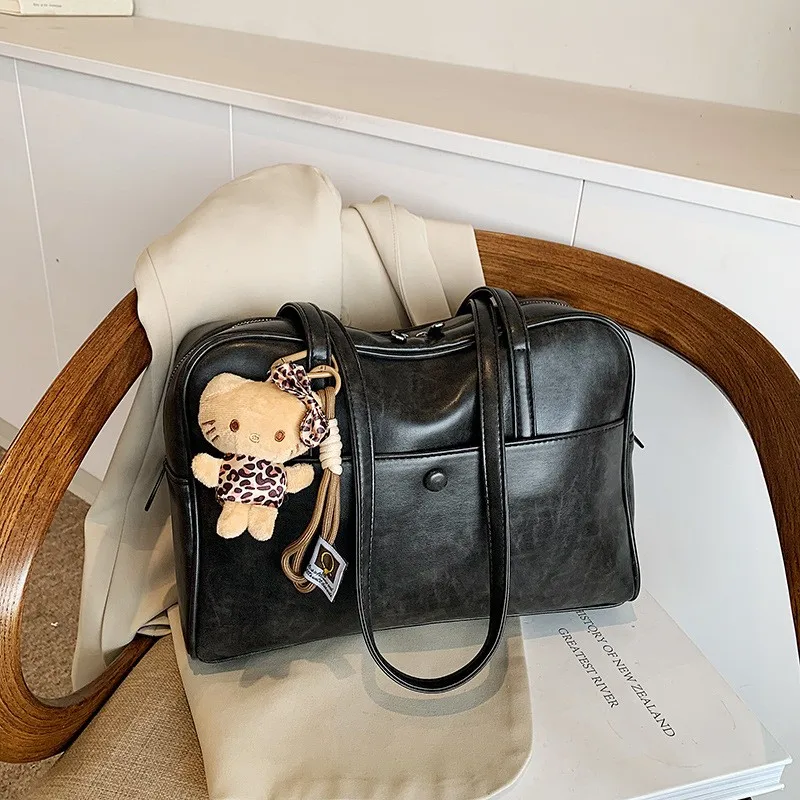 おしゃれな大容量トートバッグ-レディース-シングルショルダーバッグ-シンプル-スタイリッシュ-レトロデザイン-秋冬新作