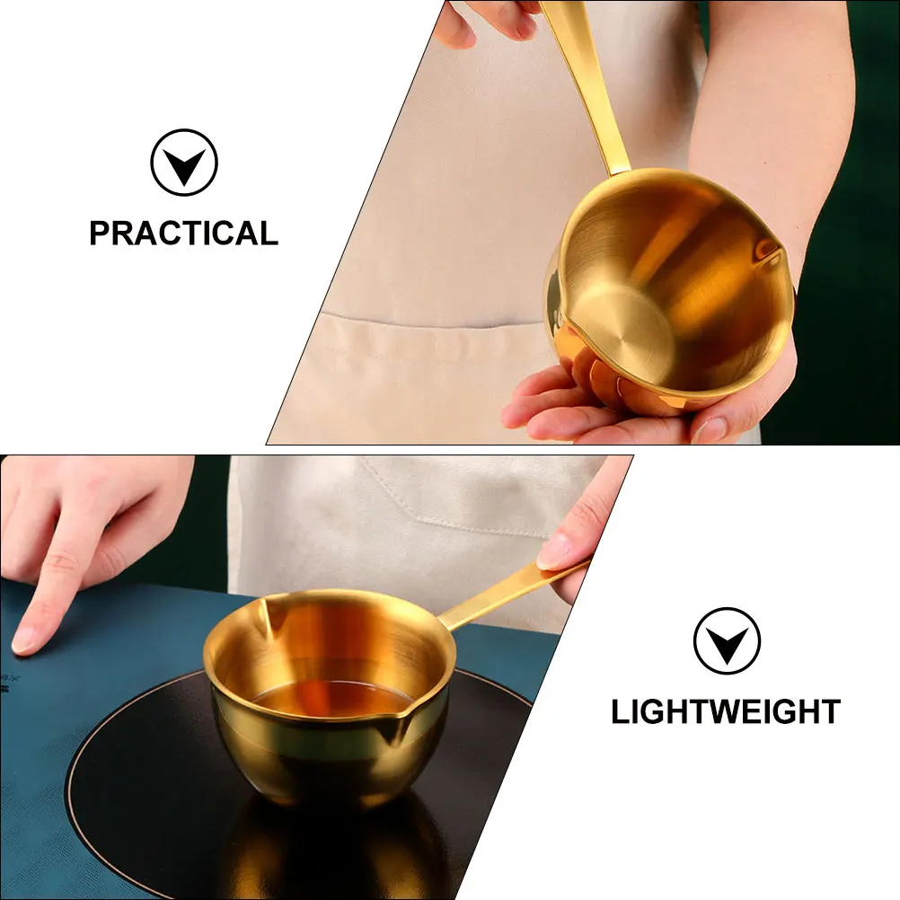 

Mini Stainless Steel Sauce Pan With Handle For Oil Milk Heating Small Frypan Lightweight Portable Cheese Melting Pot Kitchen