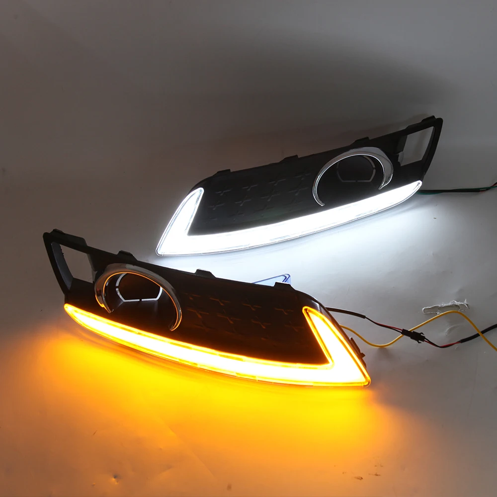 

July King Car Daytime Running Lights for Hyundai Venue 2018 2019 2020, 6000K LED Front Bumper DRL + Streamer Yellow Turn Signals