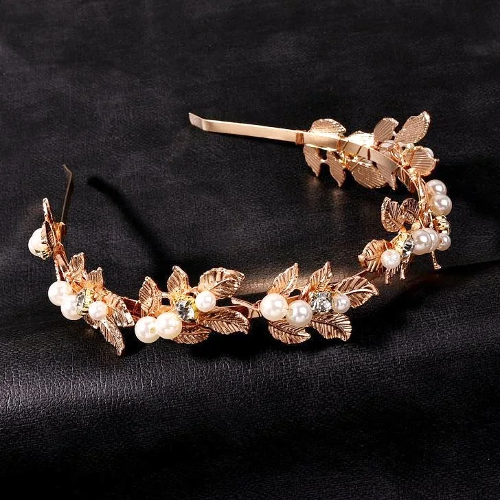 New Gold Silver Color Leaf Headband Headpiece Crown Tiara Headdress Goddess Greek Head Jewelry Bride Wedding Hair Accessories