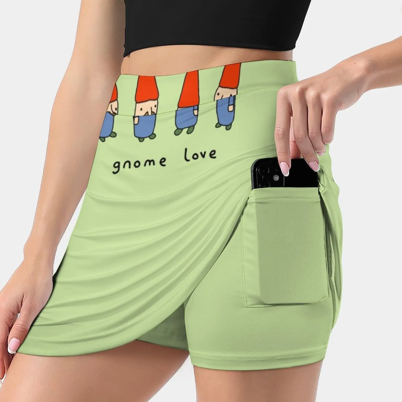 Gnome Love Women's Fashion Sporting Skirt With Pockets Tennis Golf Running Skirts Gnome Love Valentine Garden Ornament Gnomes