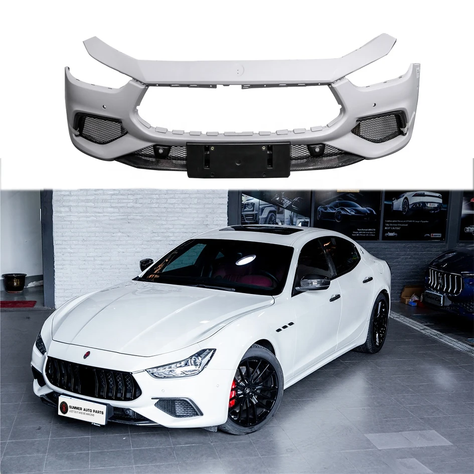 Summer auto parts car body kits front grille side skirt bumper with carbon fiber rear lip for maser ghibli