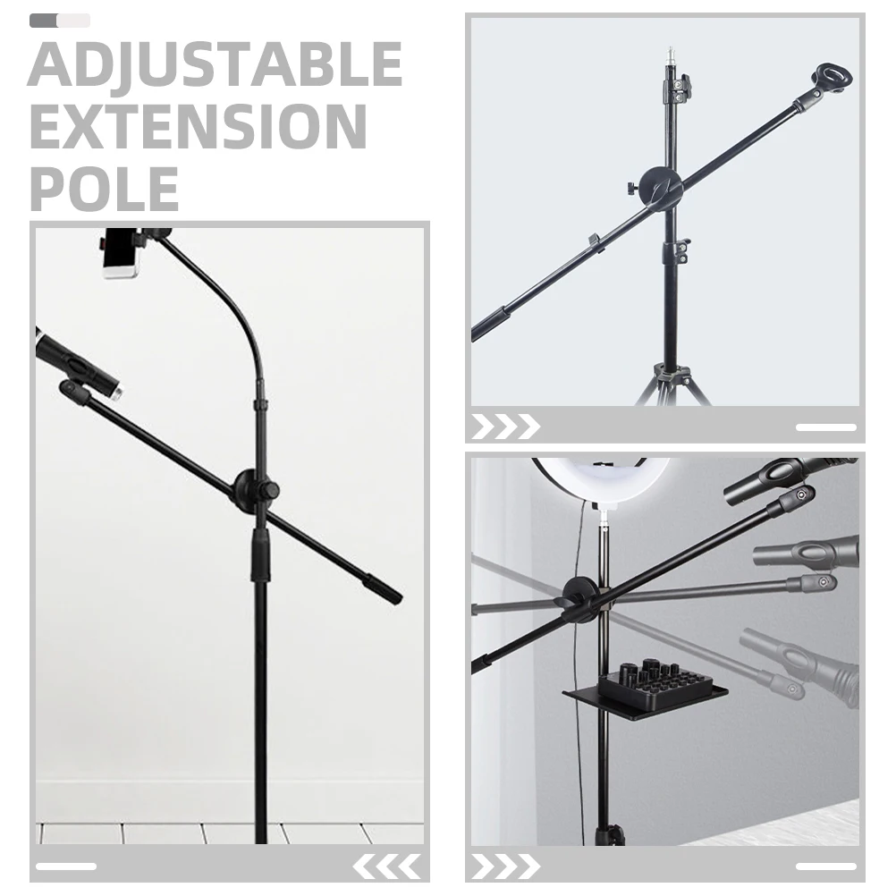 

Metal Connecting Rod Handheld Boom Pole Telescopic Arm Black Iron Long Adjustable Extension Mic StandBoom Arm for Recording