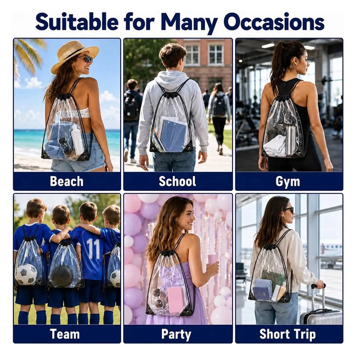 10 Pack Clear Drawstring Backpacks Drawstring Gym Bags Draw String Bags Drawstring Backpack