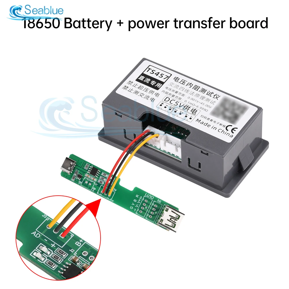 Originele Vierlijns TS457 DC5V Hoge precisie Lithiumbatterij Interne Weerstandsmeter Tester Kwaliteitsdetector 18650 Droge Batterij