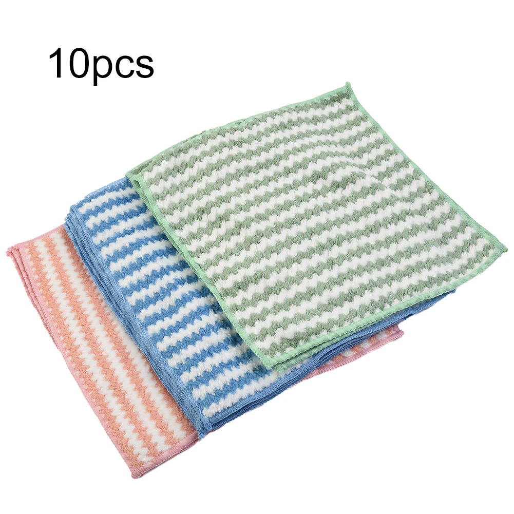 

Set of 10 Microfiber Cleaning Towels for Kitchen Car and Glass Cleaning Soft on Surfaces Strong Water Retention